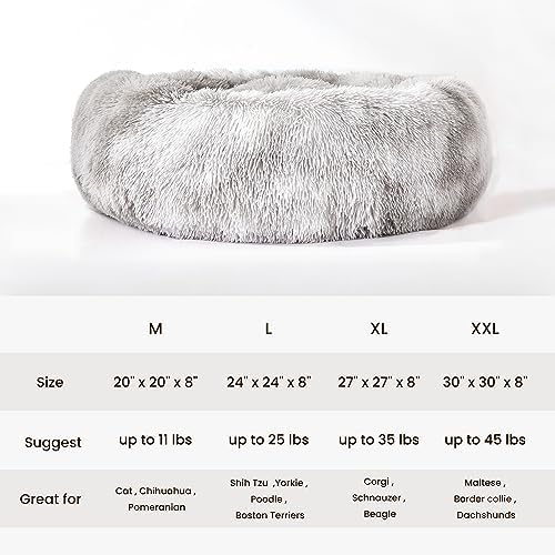 WESTERN HOME WH Calming Dog & Cat Bed, Anti-Anxiety Donut Cuddler Warming Cozy Soft Round Bed, Fluffy Faux Fur Plush Cushion Bed for Small Medium Dogs and Cats (20"/24"/27"/30")