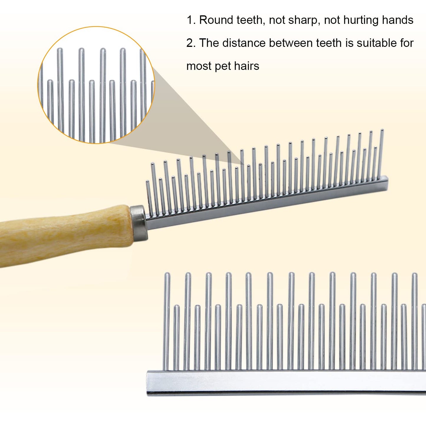 Wooden Handle Grooming Comb for Dogs Cats Pet