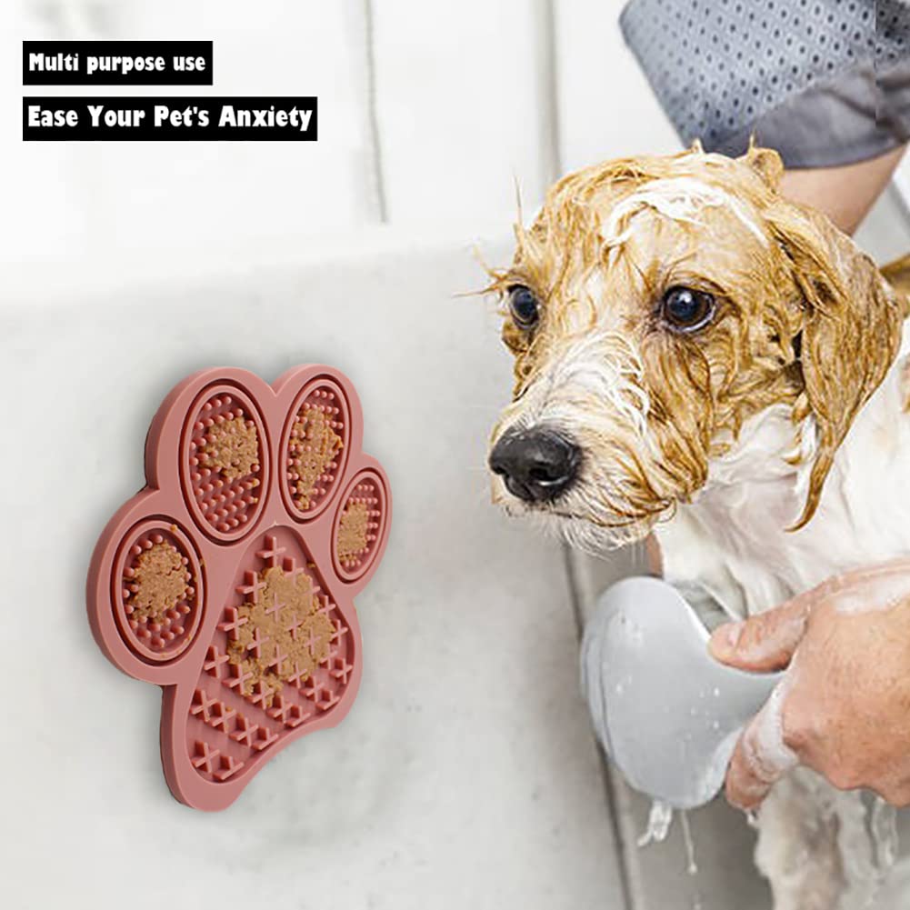 Lick Mat for Dogs and Cats, Premium Lick Pad with Suction Cups,Dog Slow Feeder Dowl Mat for Bathing Grooming Nailing Trimming, Food-Grade, Non-Toxic (Pink)