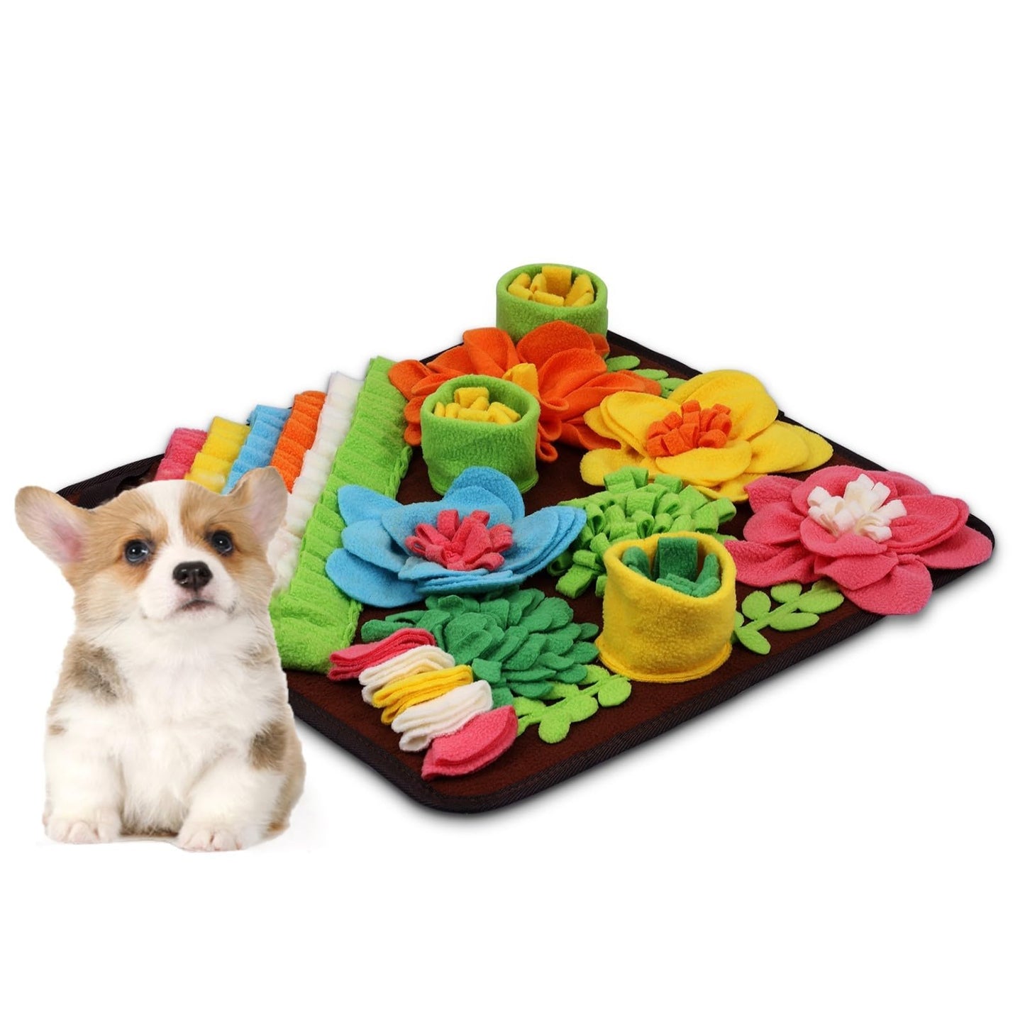 ORIA Snuffle Mat for Dogs, Interactive Sniff Mat for Boredom, Slow Eating, Keep Busy, Encourages Natural Foraging Skills, Dog Puzzle Toys for Dogs Cats Rabbits, 15x15 inch