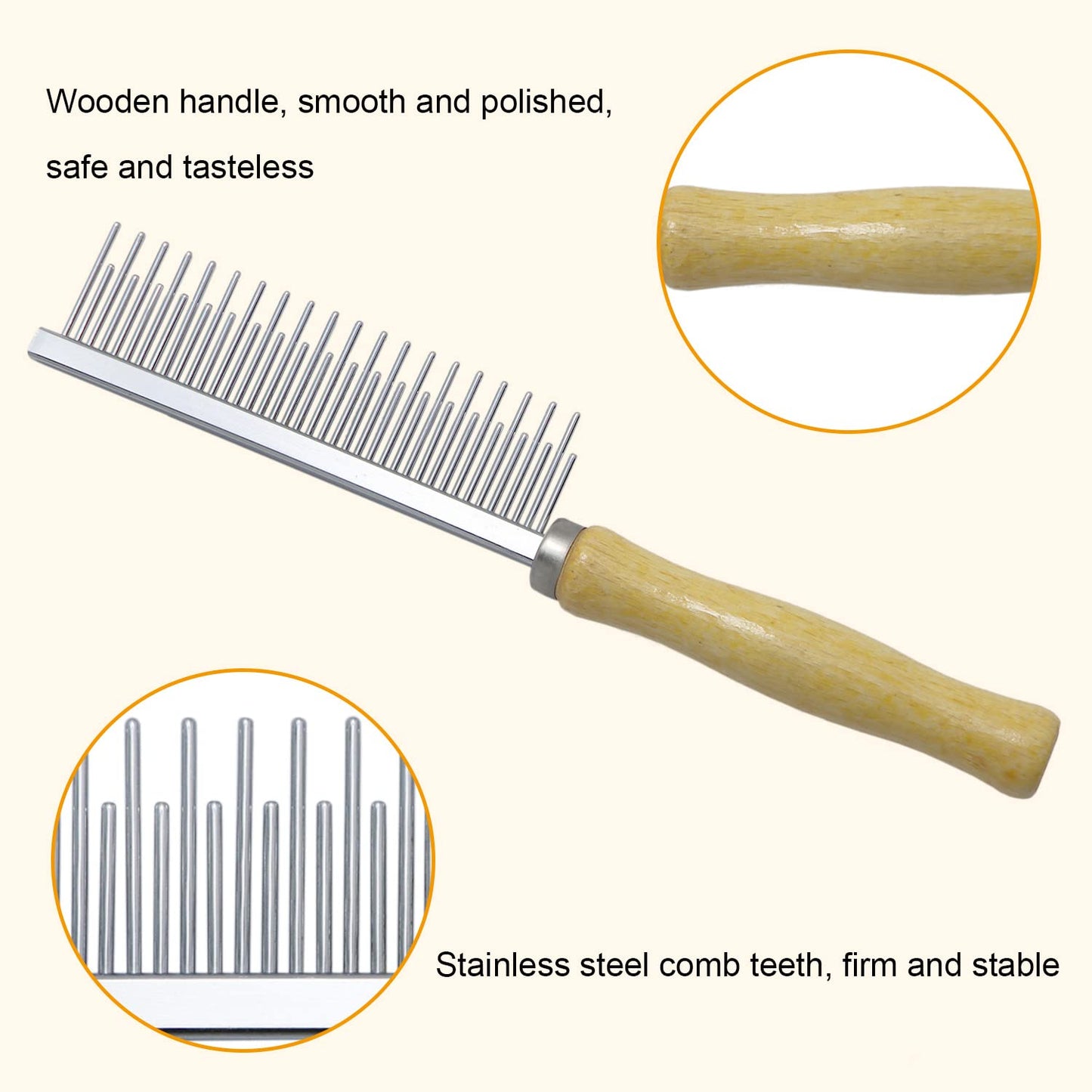 Wooden Handle Grooming Comb for Dogs Cats Pet