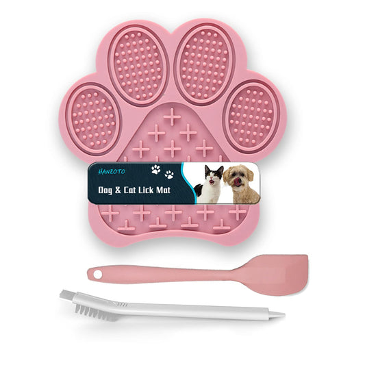 Lick Mat for Dogs and Cats, Premium Lick Pad with Suction Cups,Dog Slow Feeder Dowl Mat for Bathing Grooming Nailing Trimming, Food-Grade, Non-Toxic (Pink)