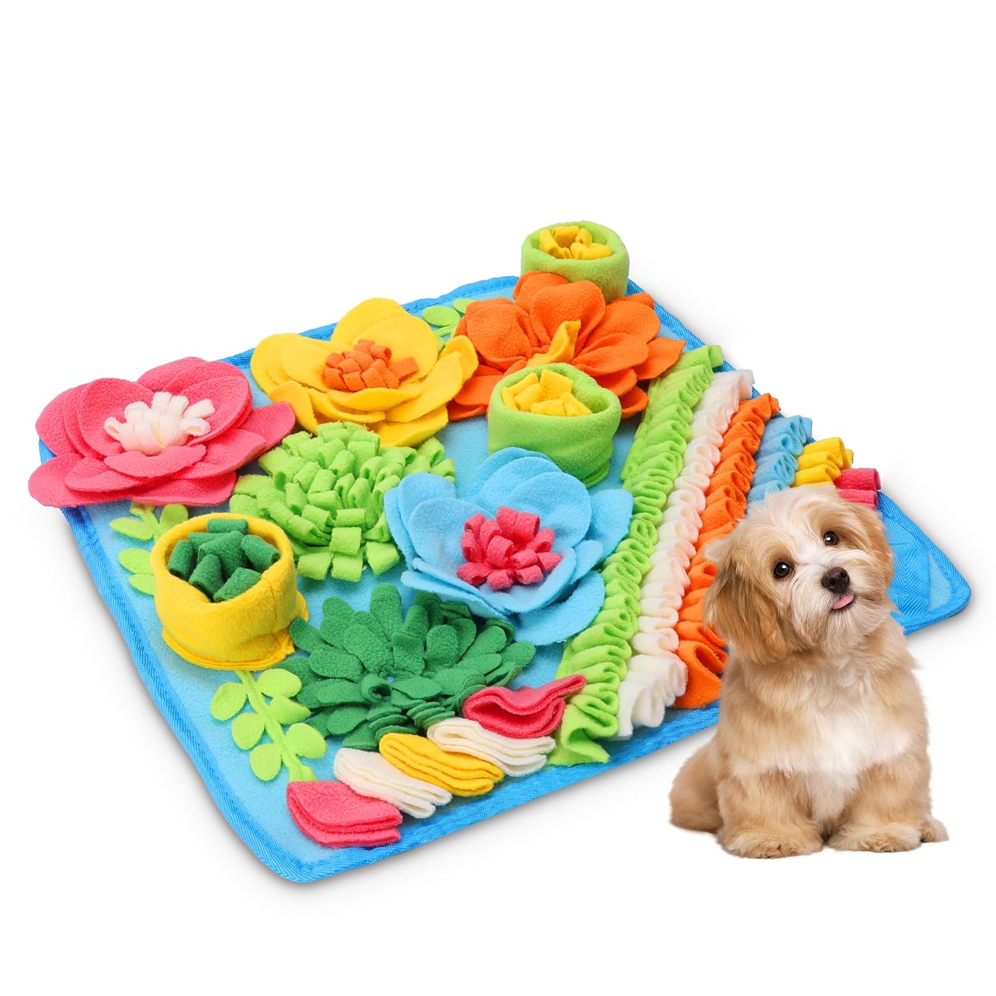 ORIA Snuffle Mat for Dogs, Interactive Sniff Mat for Boredom, Slow Eating, Keep Busy, Encourages Natural Foraging Skills, Dog Puzzle Toys for Dogs Cats Rabbits, 15x15 inch