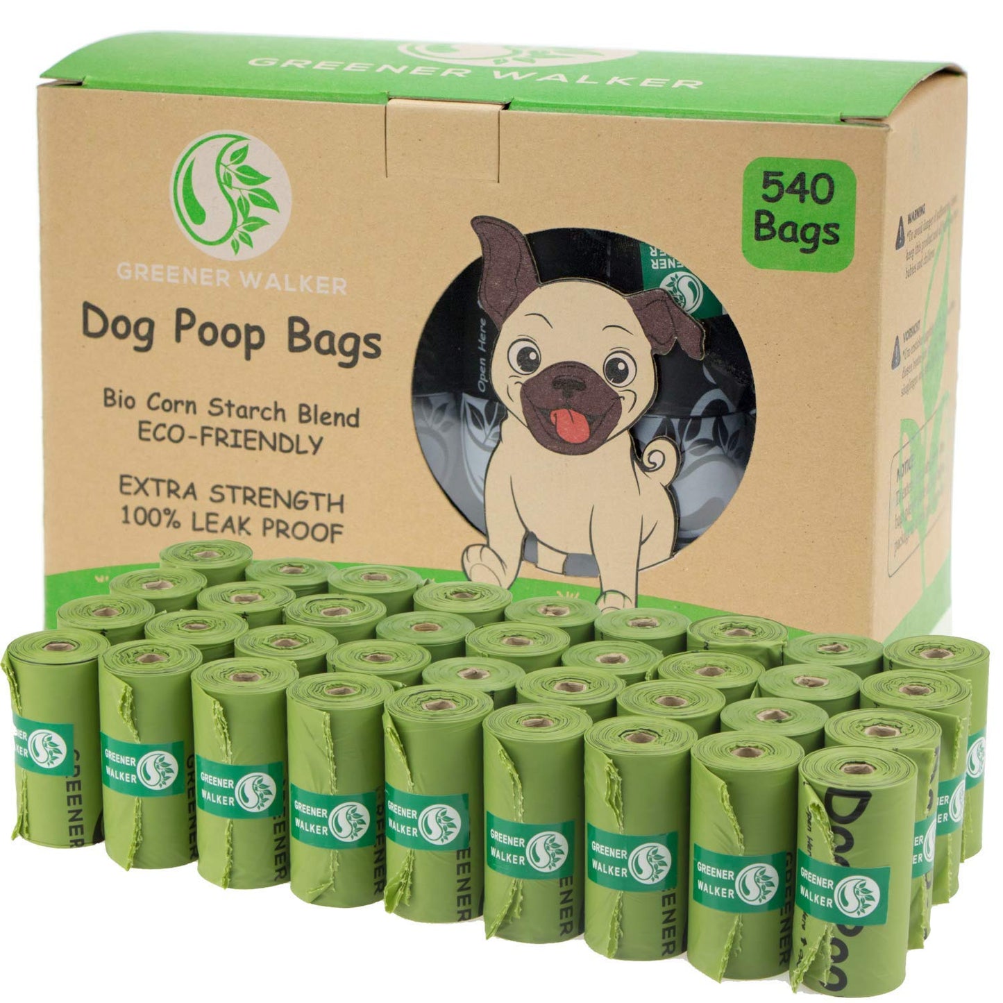 GREENER WALKER Poop Bags for Dog Waste-540 Bags,Extra Thick Strong 100% Leak Proof Dog waste Bags (Brown)