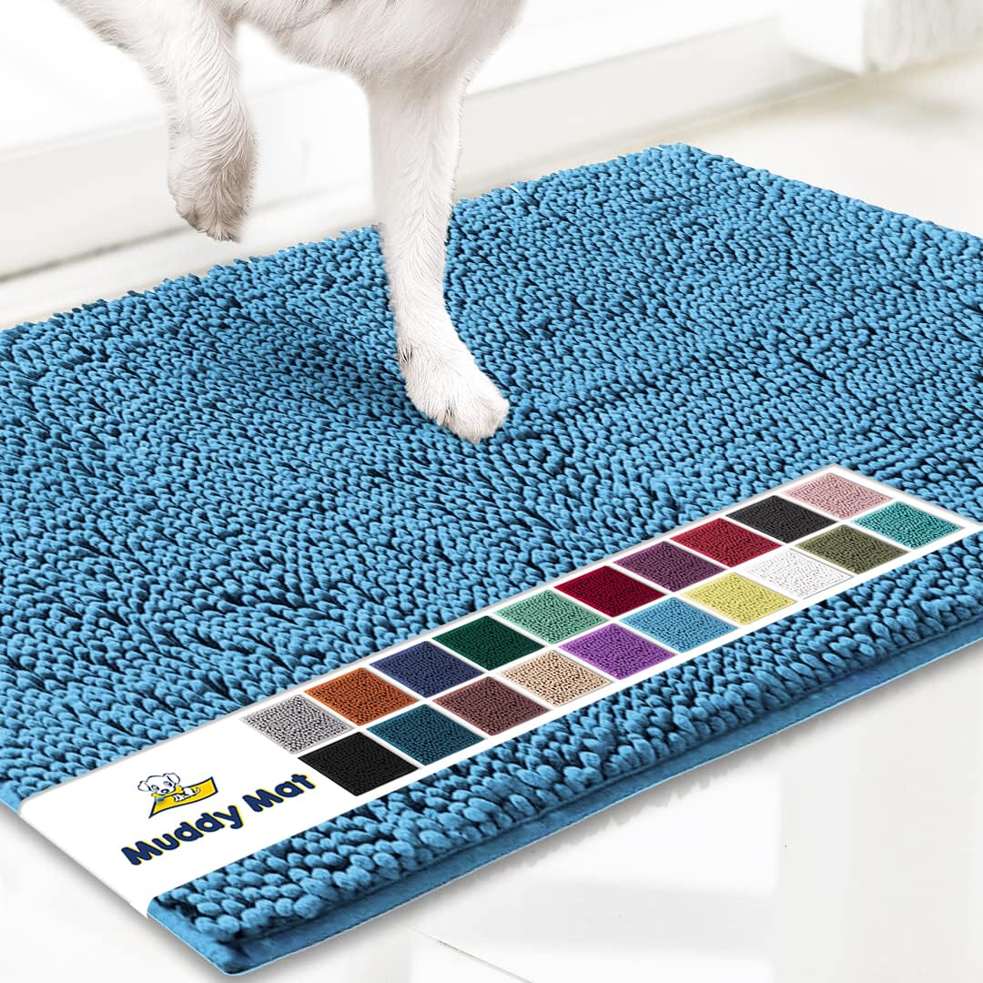 Muddy Mat® Shown on TV – Super Absorbent Microfiber Dog Door Mat for Muddy Paws, Non-Slip Washable Pet Rug, Quick Dry Chenille Entryway Carpet, Machine Washable Indoor Outdoor mat, Beige 28"x18"