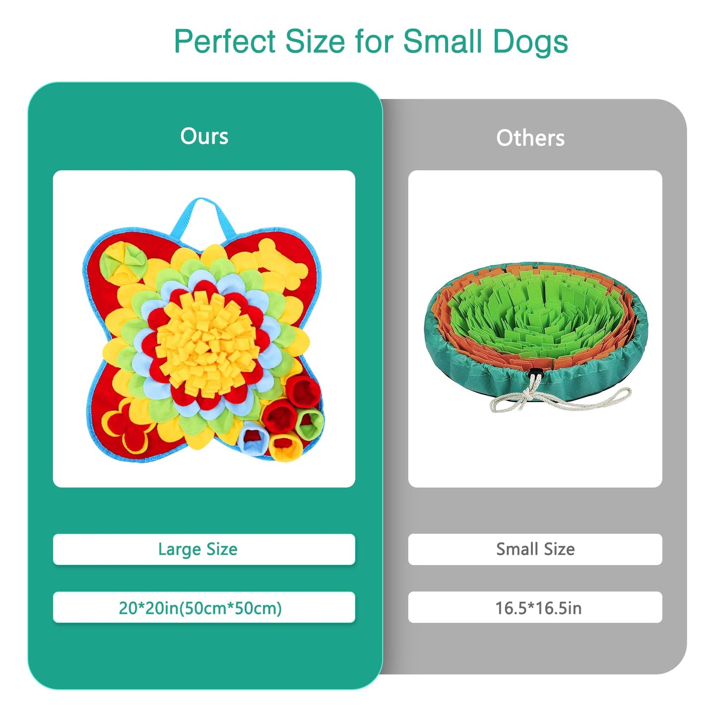 ORIA Snuffle Mat for Dogs, Interactive Sniff Mat for Boredom, Slow Eating, Keep Busy, Encourages Natural Foraging Skills, Dog Puzzle Toys for Dogs Cats Rabbits, 15x15 inch