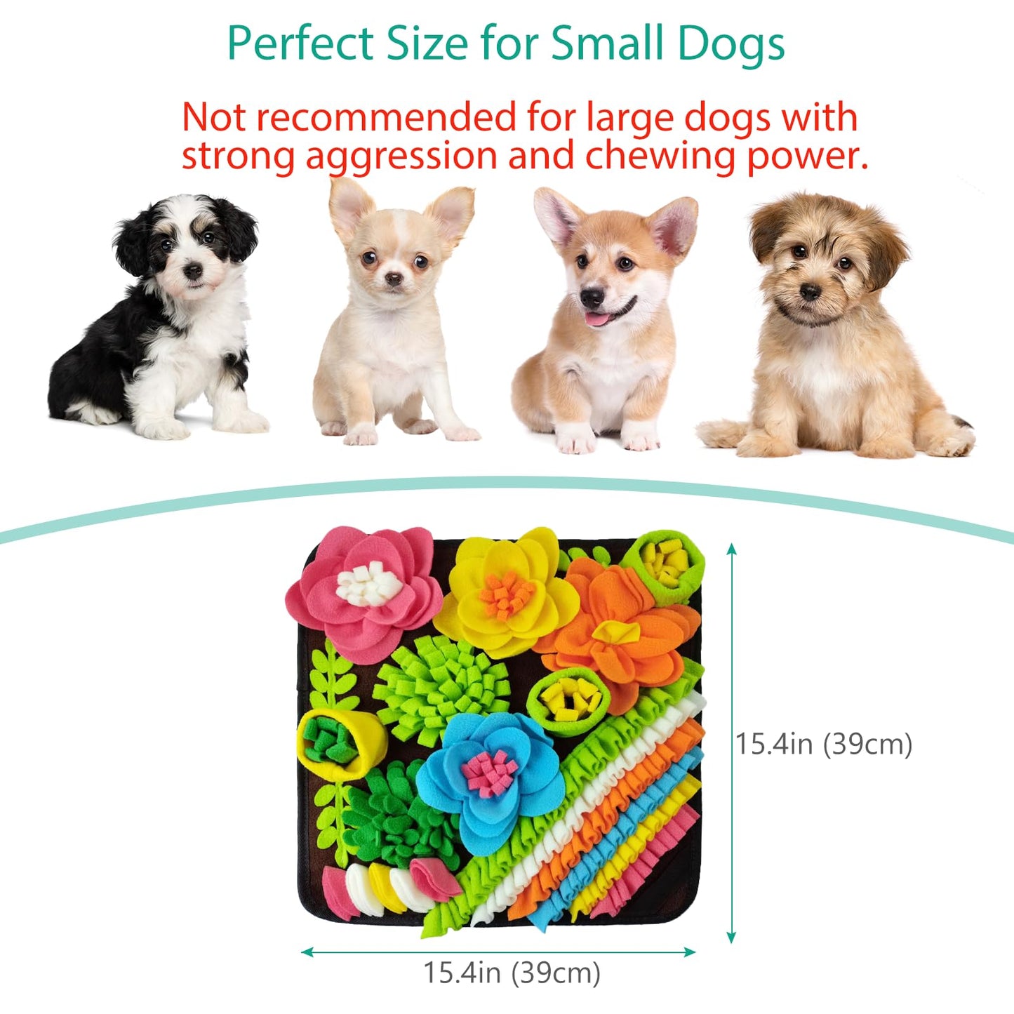 ORIA Snuffle Mat for Dogs, Interactive Sniff Mat for Boredom, Slow Eating, Keep Busy, Encourages Natural Foraging Skills, Dog Puzzle Toys for Dogs Cats Rabbits, 15x15 inch