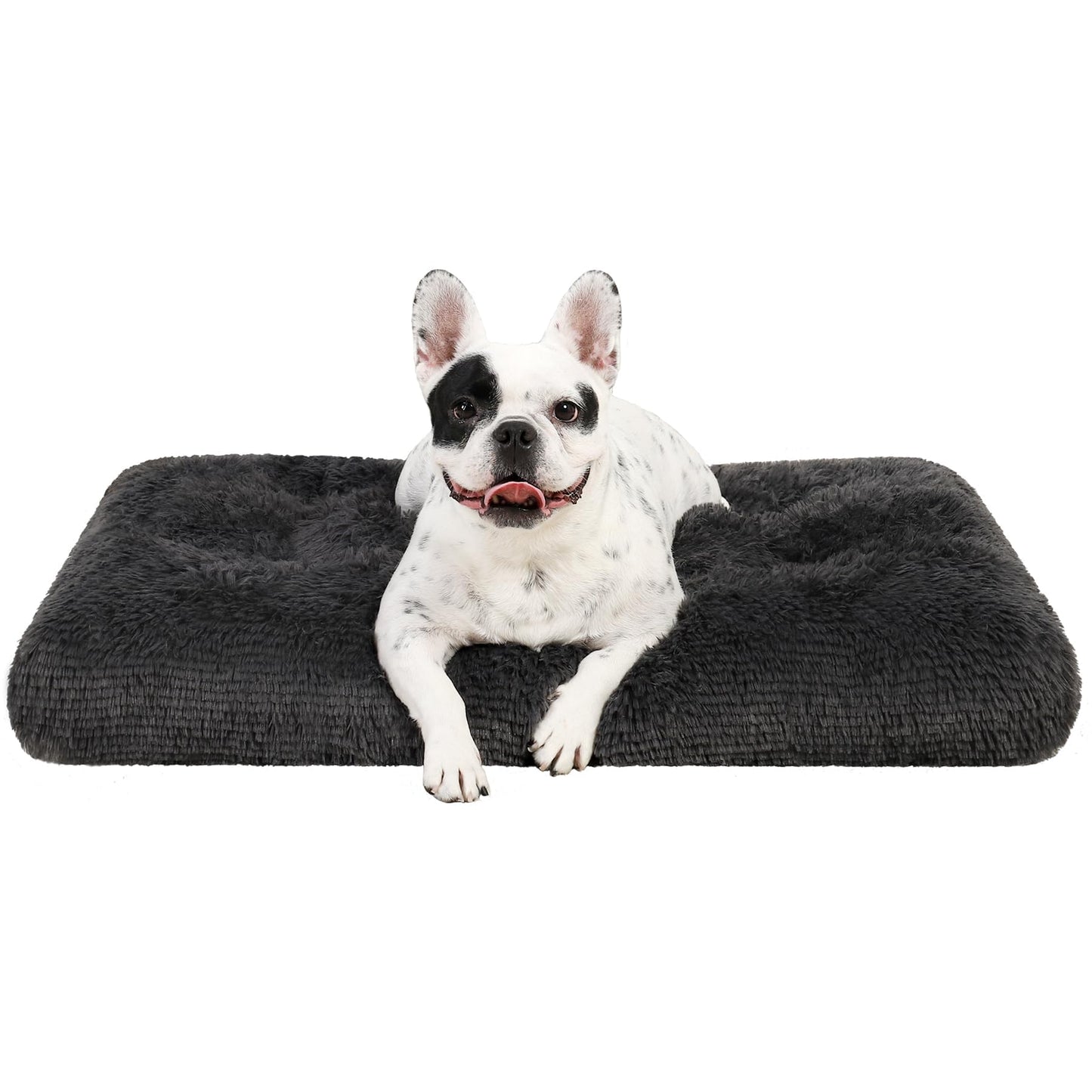 Dog Crate Bed Washable Dog Beds for Large Dogs Deluxe Thick Flannel Fluffy Comfy Kennel Pad Anti-Slip & Anti-Scratch Pet Sleeping Mat, 35 x 23 Inch, Gray