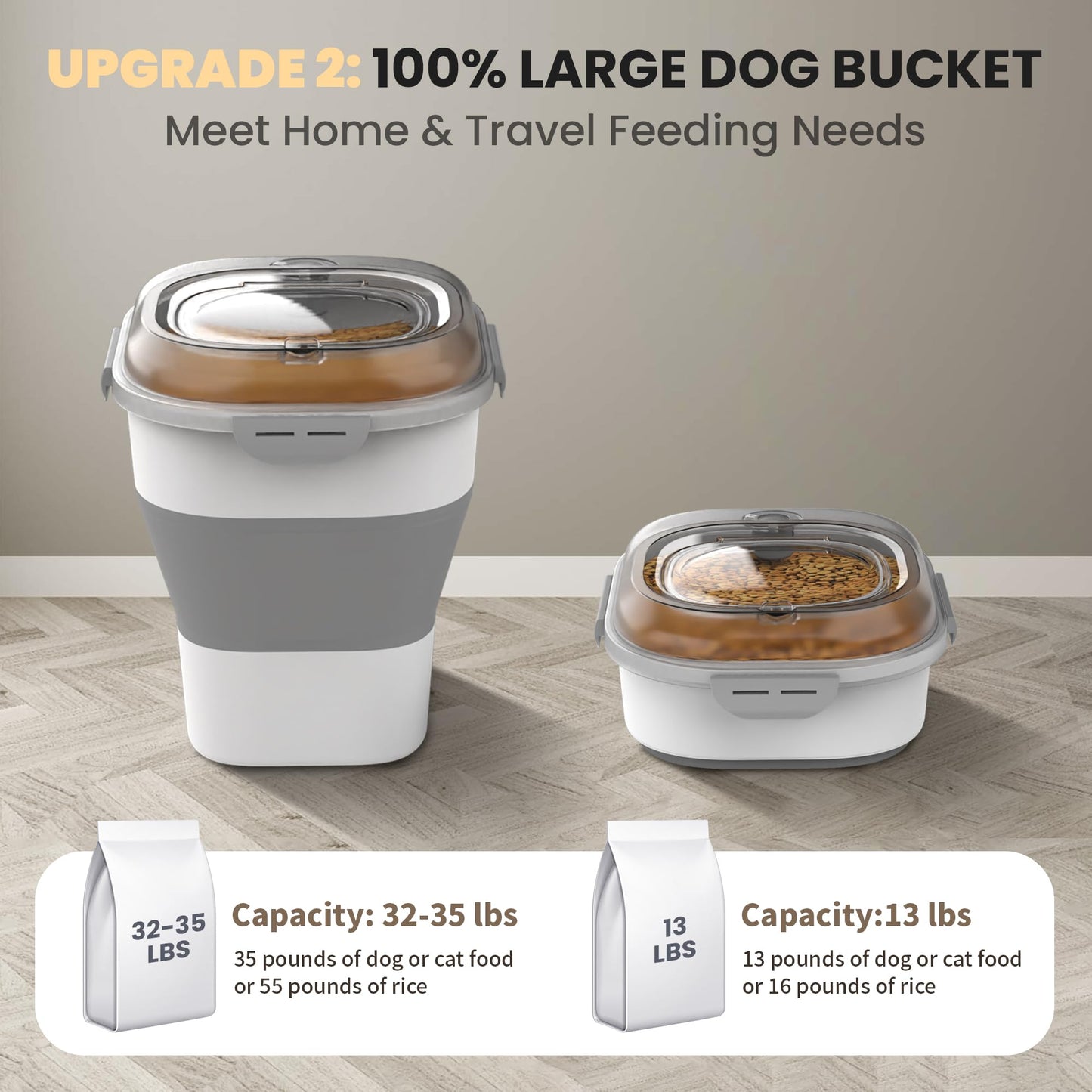 20-23 Lbs Dog Food Storage Container, Collapsible Dog Food Container with Transparent Airtight Lid,Multifunctional Pet Food Storage Container for Dog Cat,Rice,Flour,Pet Food Scoop and Dog Bowl