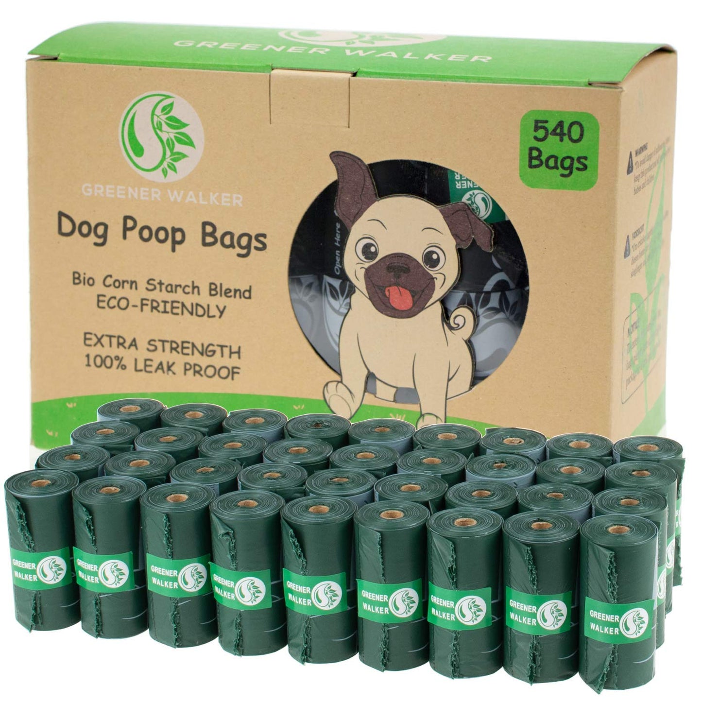 GREENER WALKER Poop Bags for Dog Waste-540 Bags,Extra Thick Strong 100% Leak Proof Dog waste Bags (Brown)