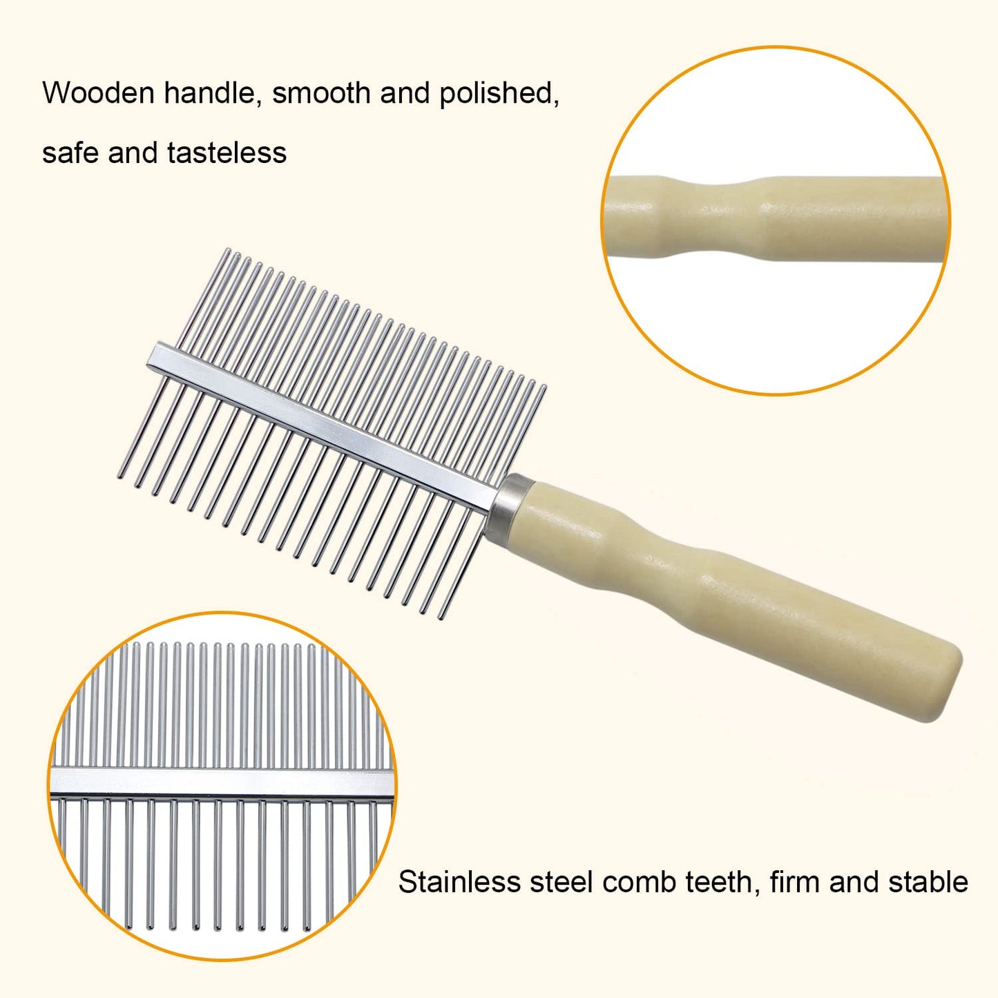 Wooden Handle Grooming Comb for Dogs Cats Pet