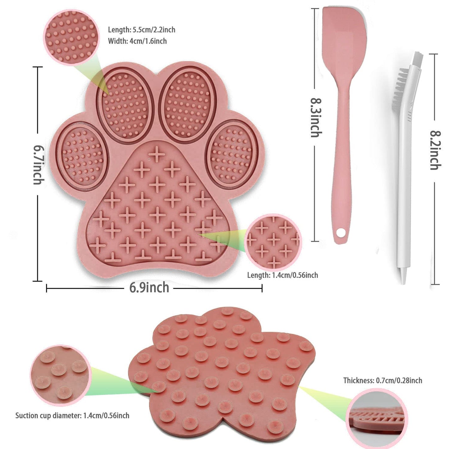 Lick Mat for Dogs and Cats, Premium Lick Pad with Suction Cups,Dog Slow Feeder Dowl Mat for Bathing Grooming Nailing Trimming, Food-Grade, Non-Toxic (Pink)