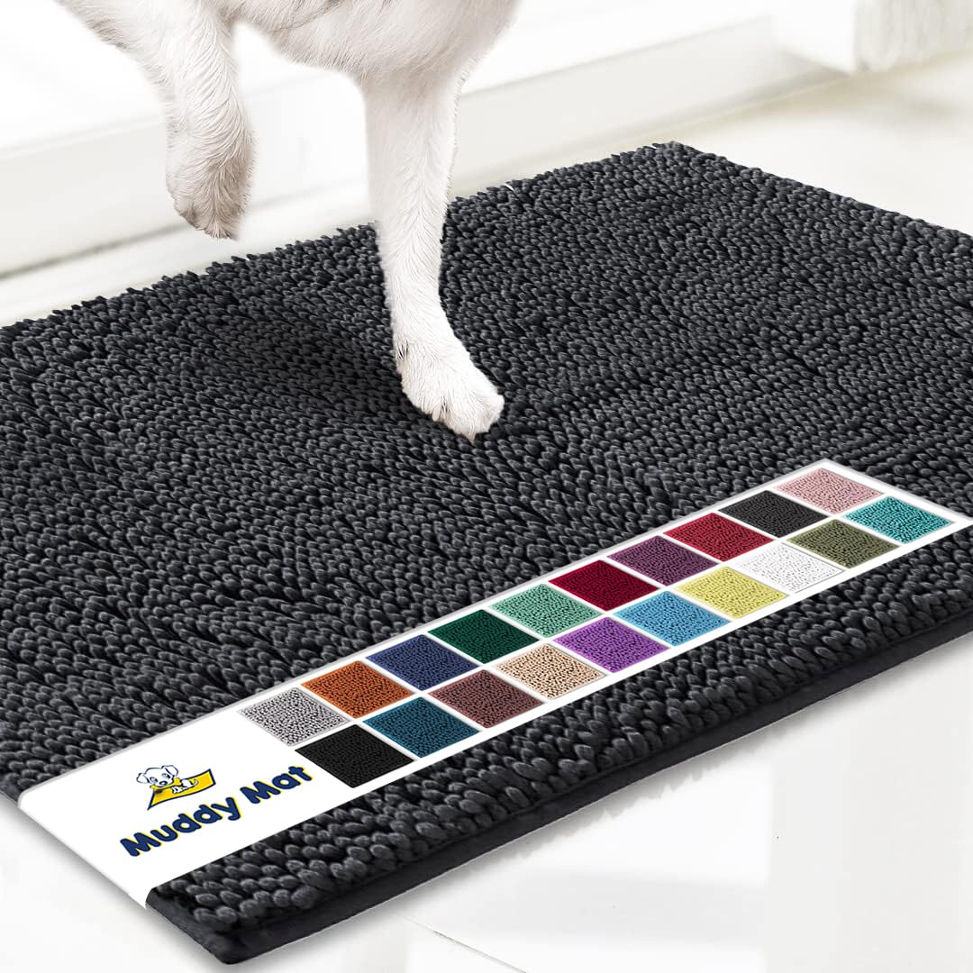 Muddy Mat® Shown on TV – Super Absorbent Microfiber Dog Door Mat for Muddy Paws, Non-Slip Washable Pet Rug, Quick Dry Chenille Entryway Carpet, Machine Washable Indoor Outdoor mat, Beige 28"x18"