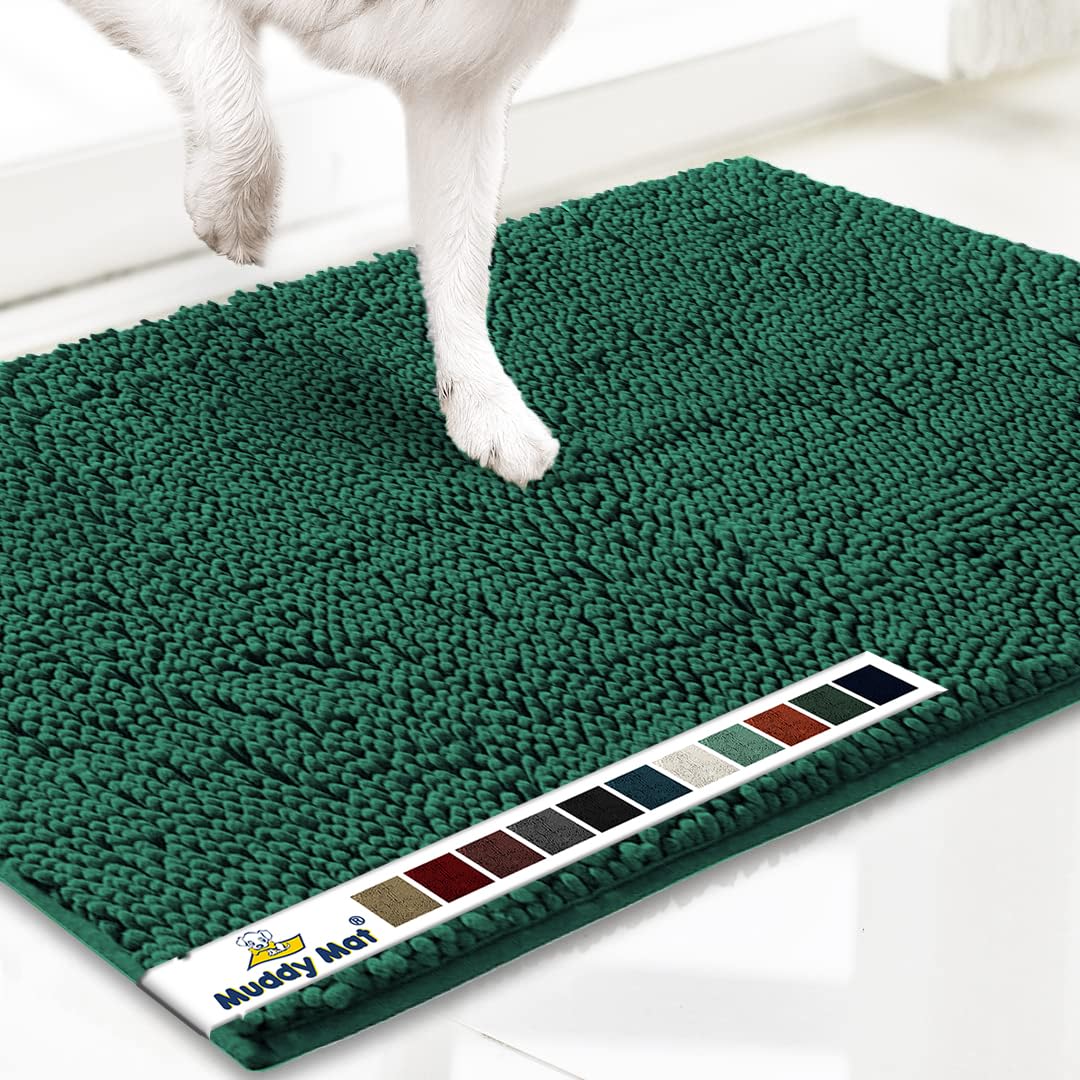 Muddy Mat® Shown on TV – Super Absorbent Microfiber Dog Door Mat for Muddy Paws, Non-Slip Washable Pet Rug, Quick Dry Chenille Entryway Carpet, Machine Washable Indoor Outdoor mat, Beige 28"x18"