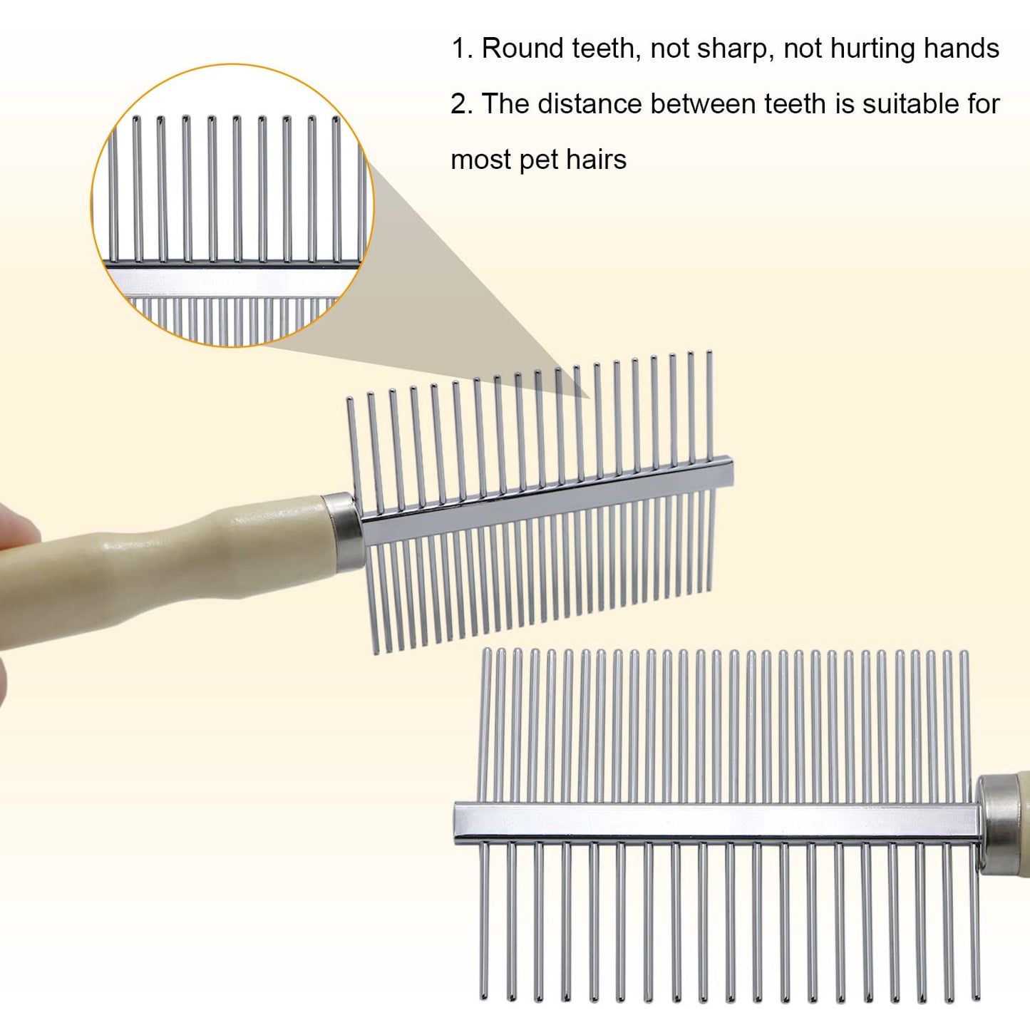 Wooden Handle Grooming Comb for Dogs Cats Pet