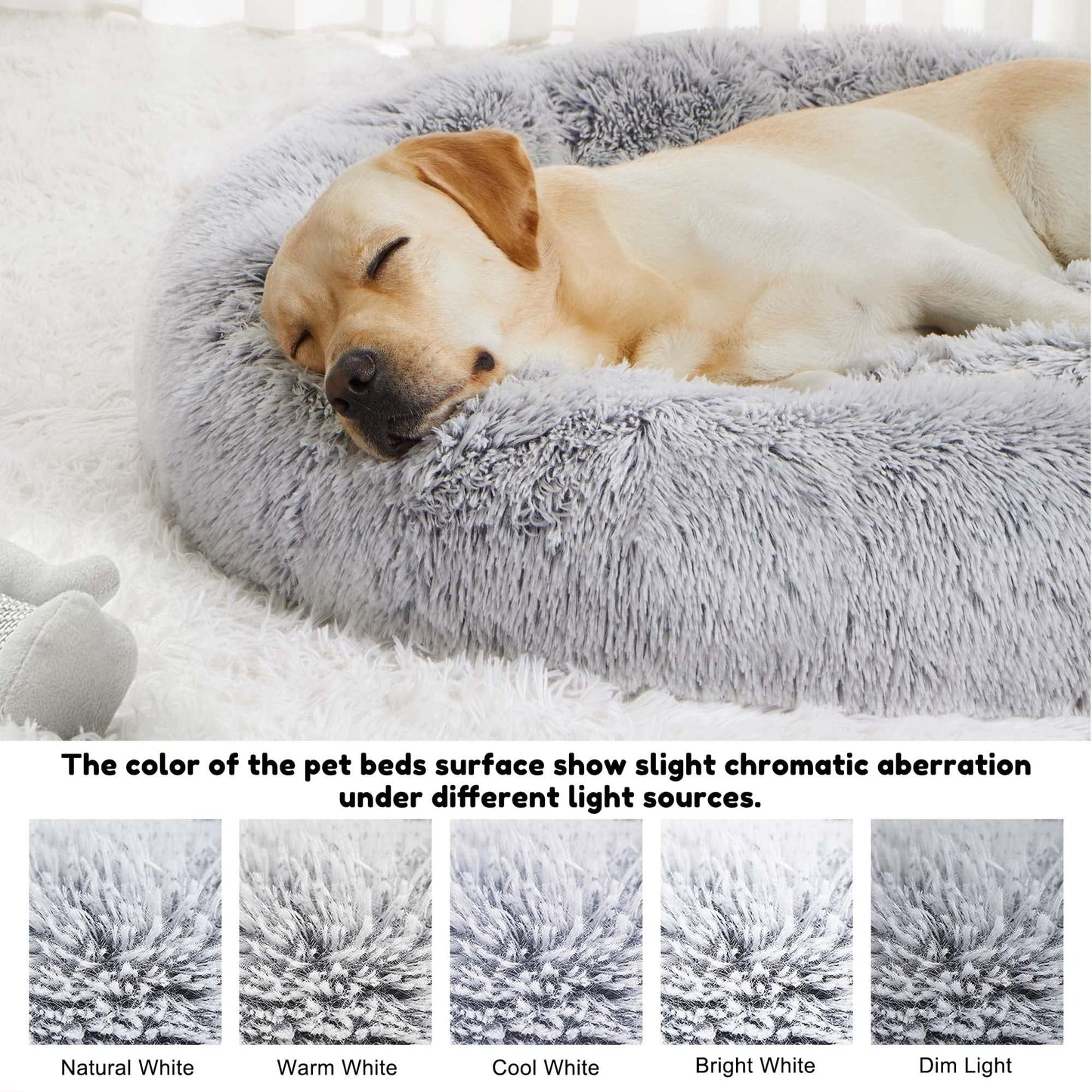 WESTERN HOME WH Calming Dog & Cat Bed, Anti-Anxiety Donut Cuddler Warming Cozy Soft Round Bed, Fluffy Faux Fur Plush Cushion Bed for Small Medium Dogs and Cats (20"/24"/27"/30")