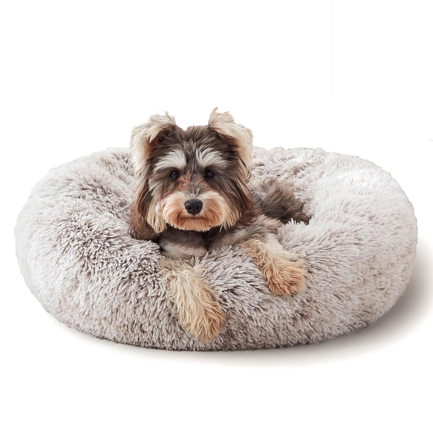 WESTERN HOME WH Calming Dog & Cat Bed, Anti-Anxiety Donut Cuddler Warming Cozy Soft Round Bed, Fluffy Faux Fur Plush Cushion Bed for Small Medium Dogs and Cats (20"/24"/27"/30")