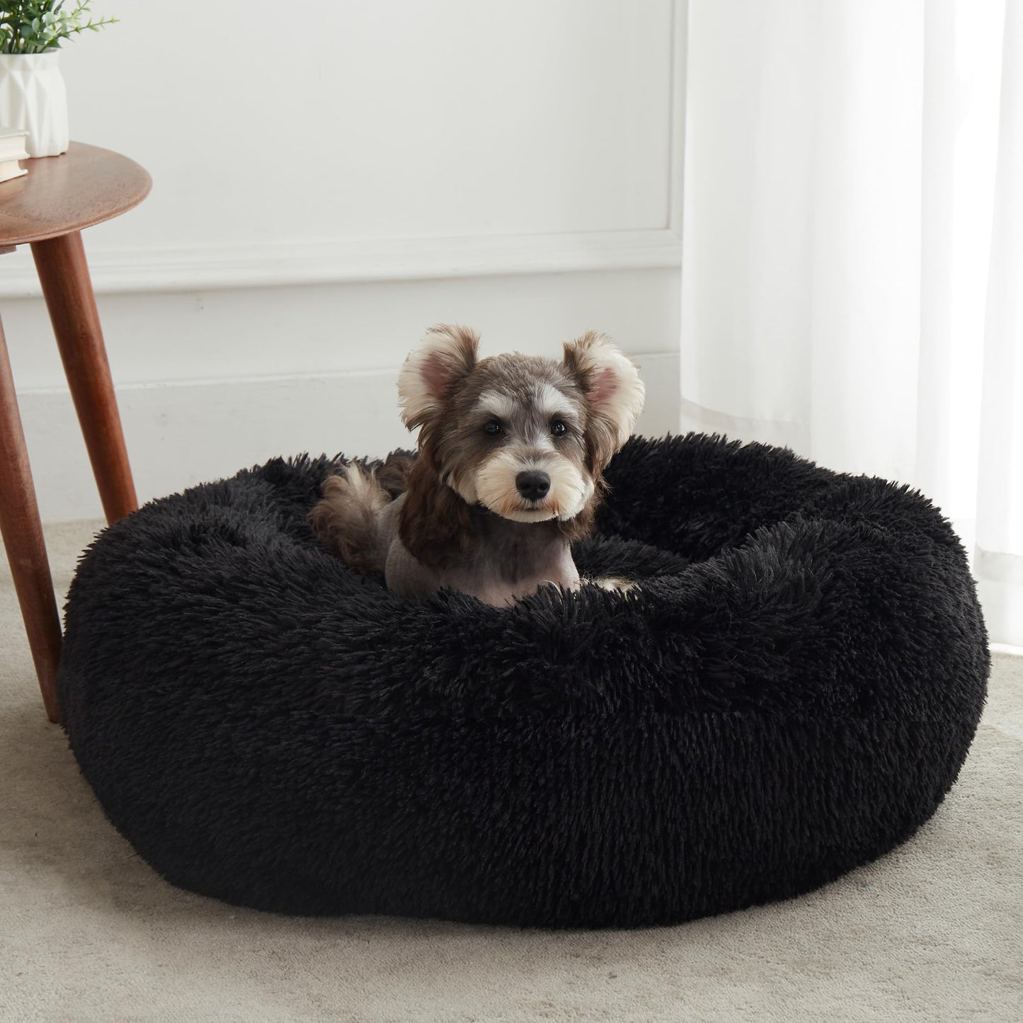 WESTERN HOME WH Calming Dog & Cat Bed, Anti-Anxiety Donut Cuddler Warming Cozy Soft Round Bed, Fluffy Faux Fur Plush Cushion Bed for Small Medium Dogs and Cats (20"/24"/27"/30")