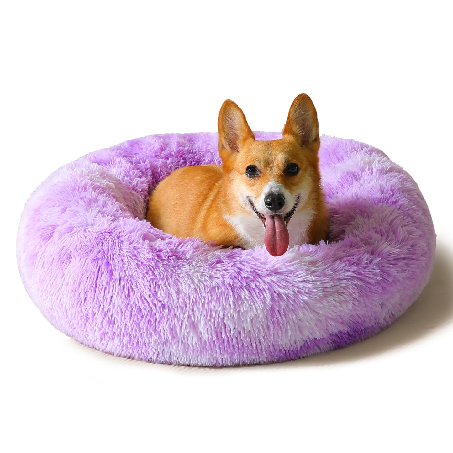 WESTERN HOME WH Calming Dog & Cat Bed, Anti-Anxiety Donut Cuddler Warming Cozy Soft Round Bed, Fluffy Faux Fur Plush Cushion Bed for Small Medium Dogs and Cats (20"/24"/27"/30")