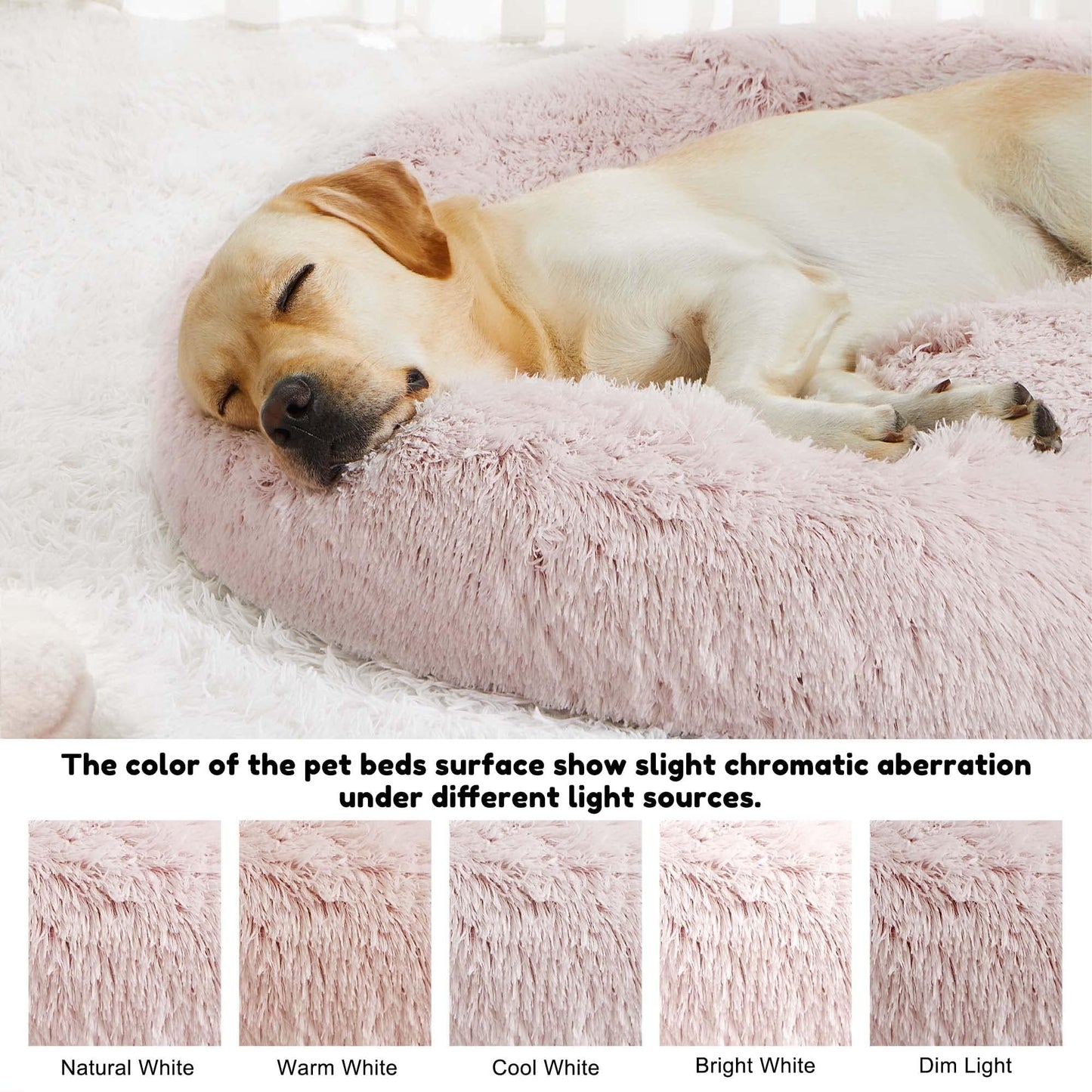 WESTERN HOME WH Calming Dog & Cat Bed, Anti-Anxiety Donut Cuddler Warming Cozy Soft Round Bed, Fluffy Faux Fur Plush Cushion Bed for Small Medium Dogs and Cats (20"/24"/27"/30")