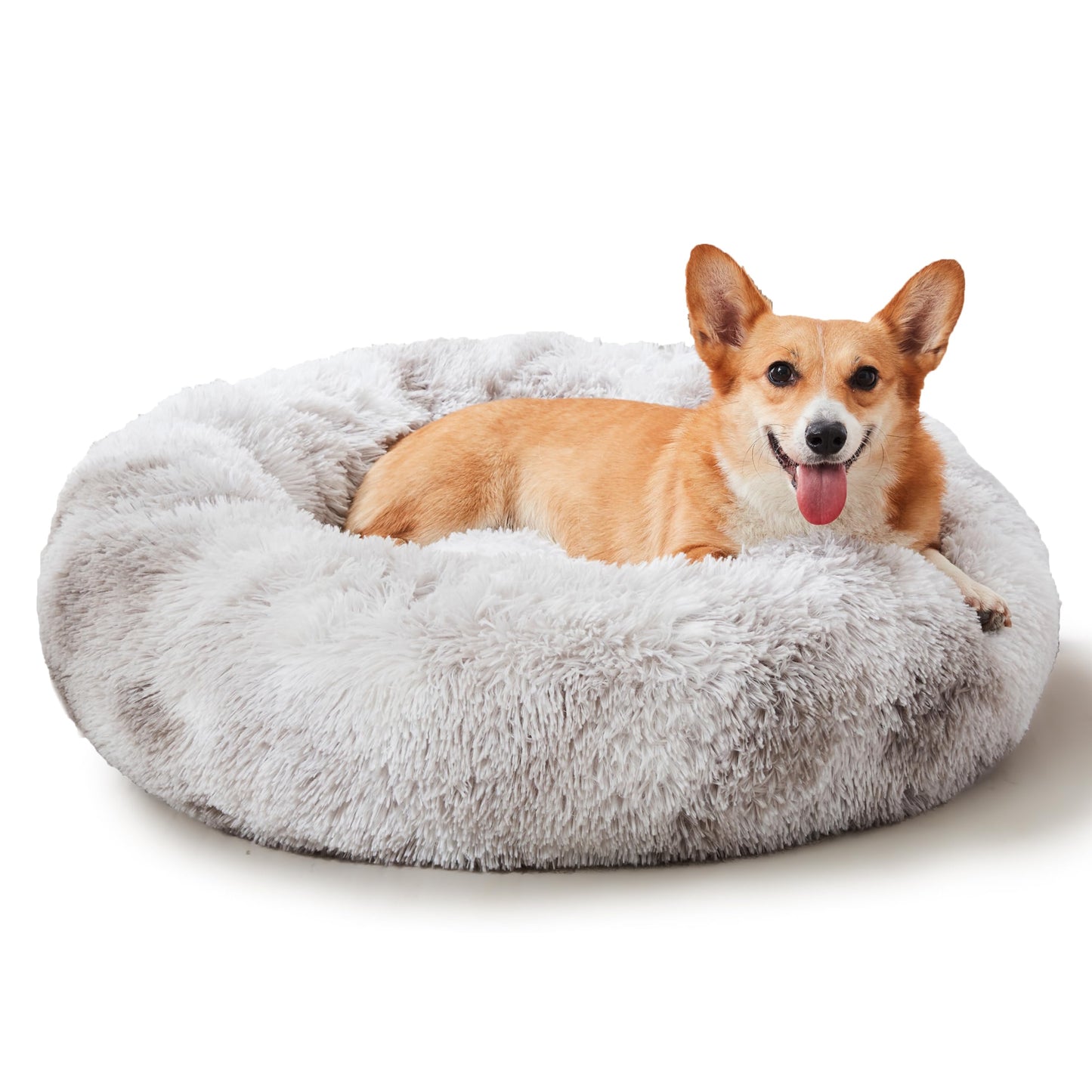 WESTERN HOME WH Calming Dog & Cat Bed, Anti-Anxiety Donut Cuddler Warming Cozy Soft Round Bed, Fluffy Faux Fur Plush Cushion Bed for Small Medium Dogs and Cats (20"/24"/27"/30")