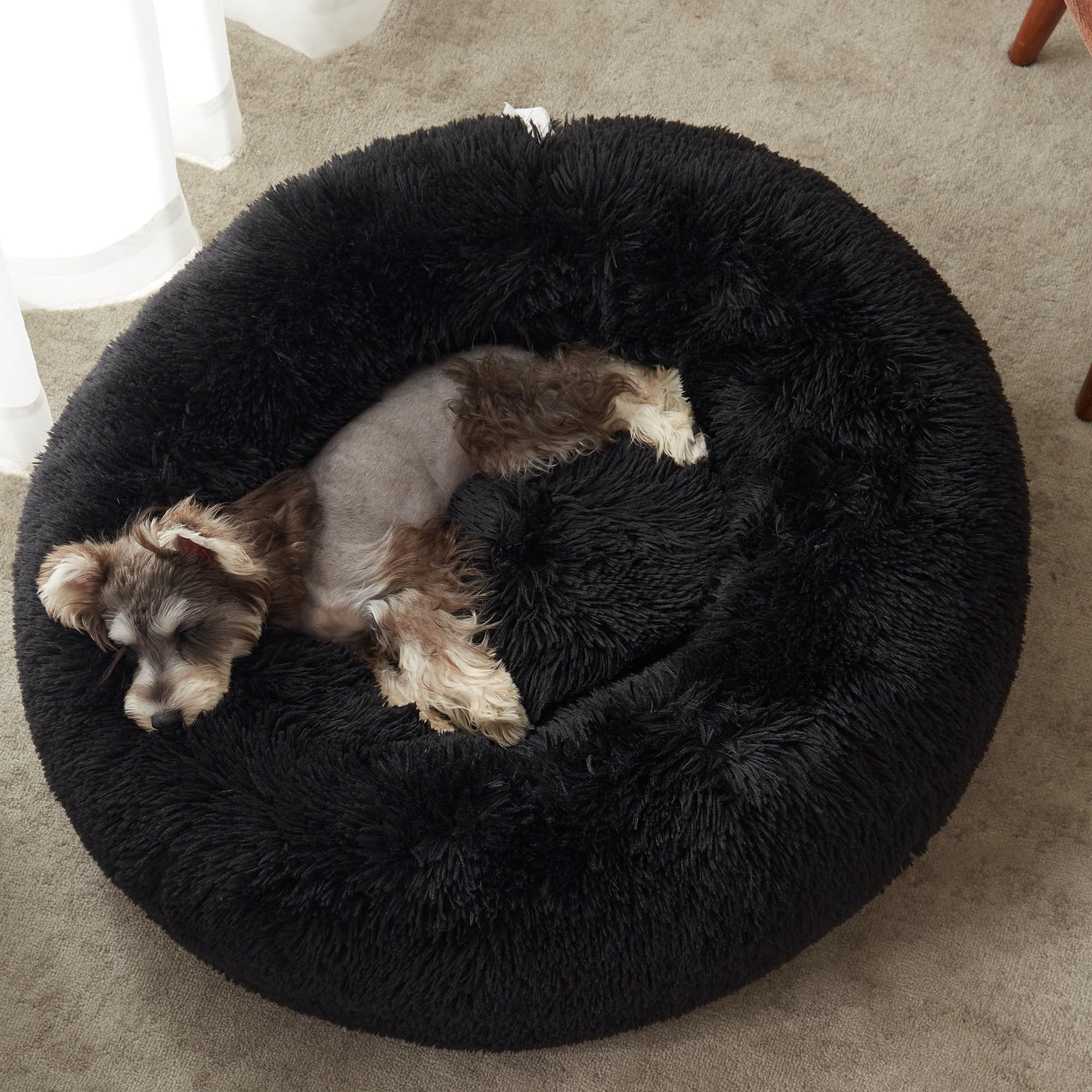 WESTERN HOME WH Calming Dog & Cat Bed, Anti-Anxiety Donut Cuddler Warming Cozy Soft Round Bed, Fluffy Faux Fur Plush Cushion Bed for Small Medium Dogs and Cats (20"/24"/27"/30")