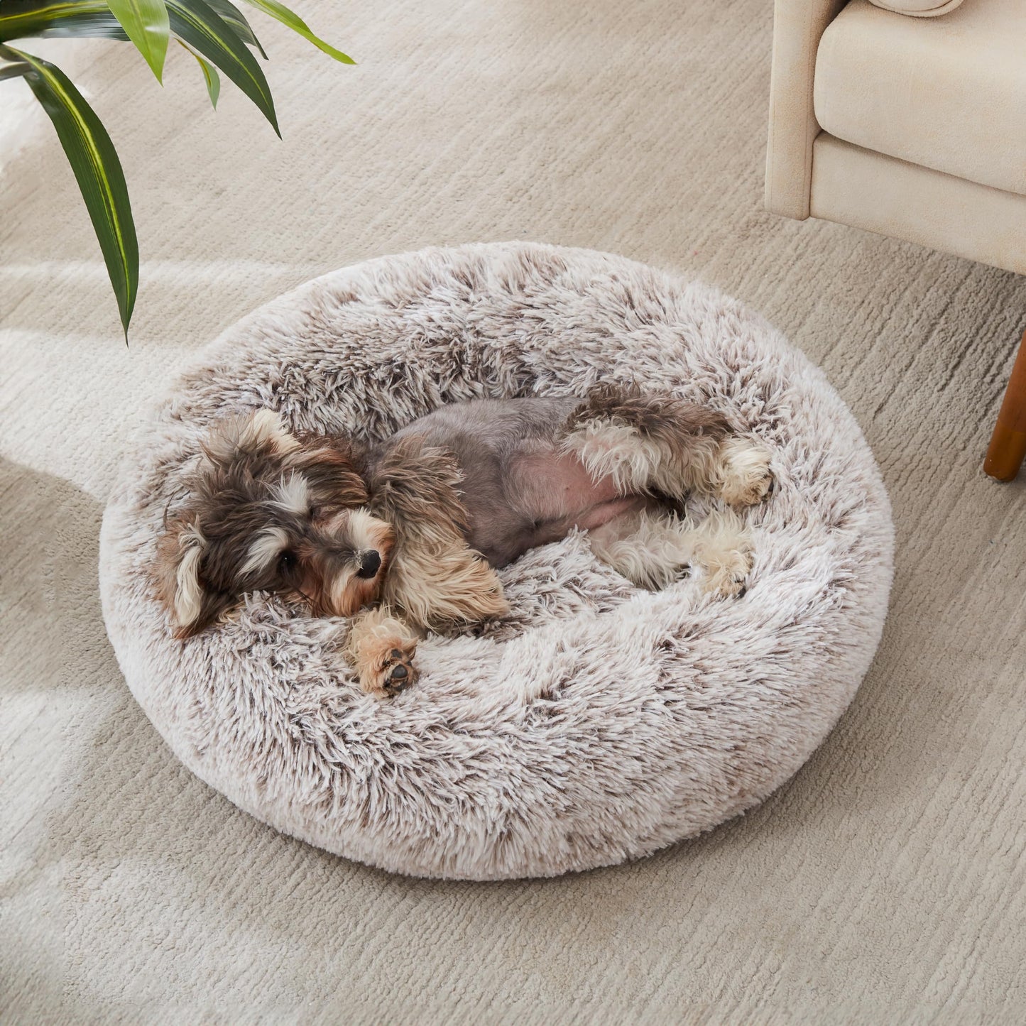 WESTERN HOME WH Calming Dog & Cat Bed, Anti-Anxiety Donut Cuddler Warming Cozy Soft Round Bed, Fluffy Faux Fur Plush Cushion Bed for Small Medium Dogs and Cats (20"/24"/27"/30")